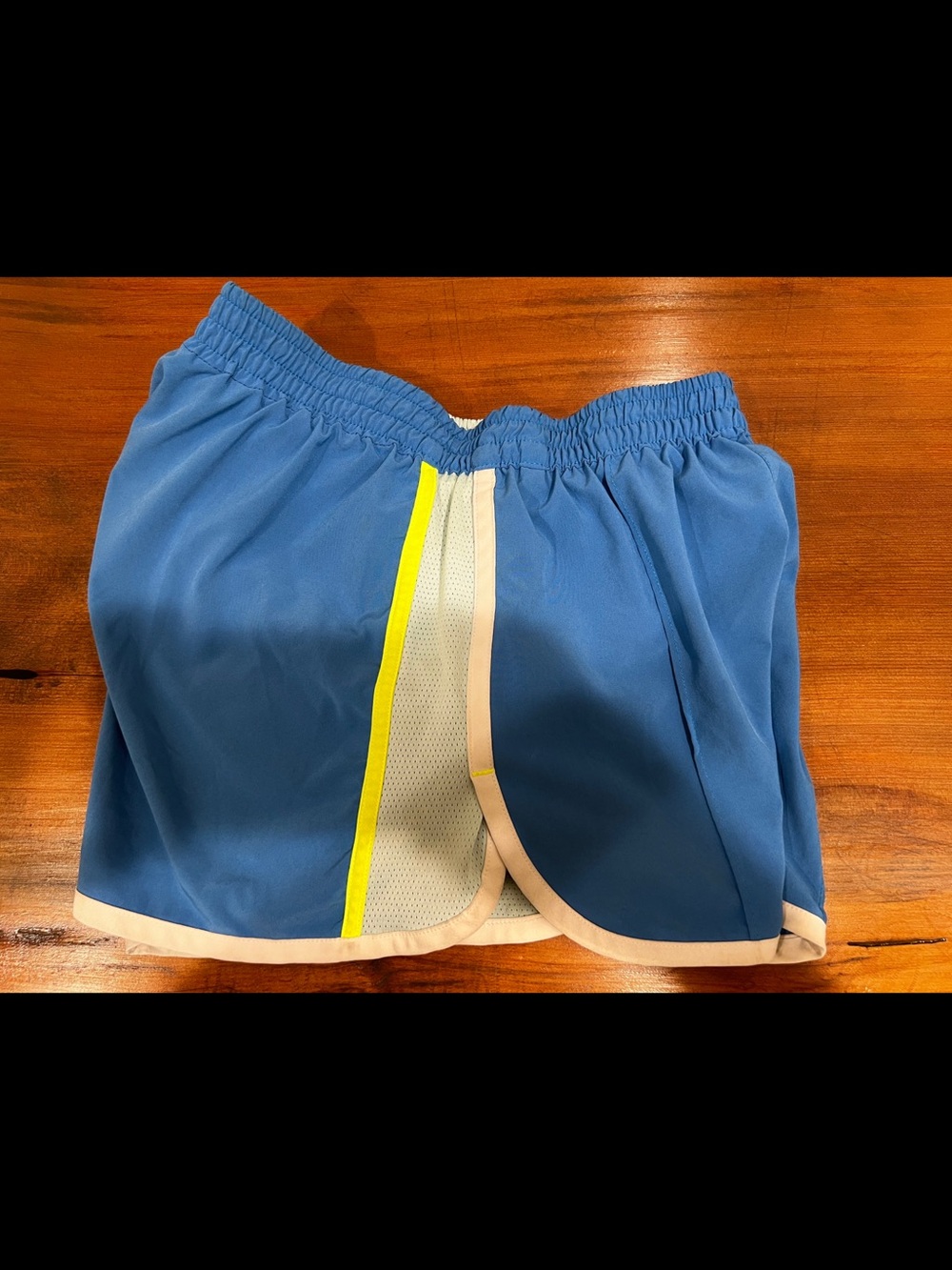 Brooks Blue Women's Athletic Shorts with Neon Yellow Trim